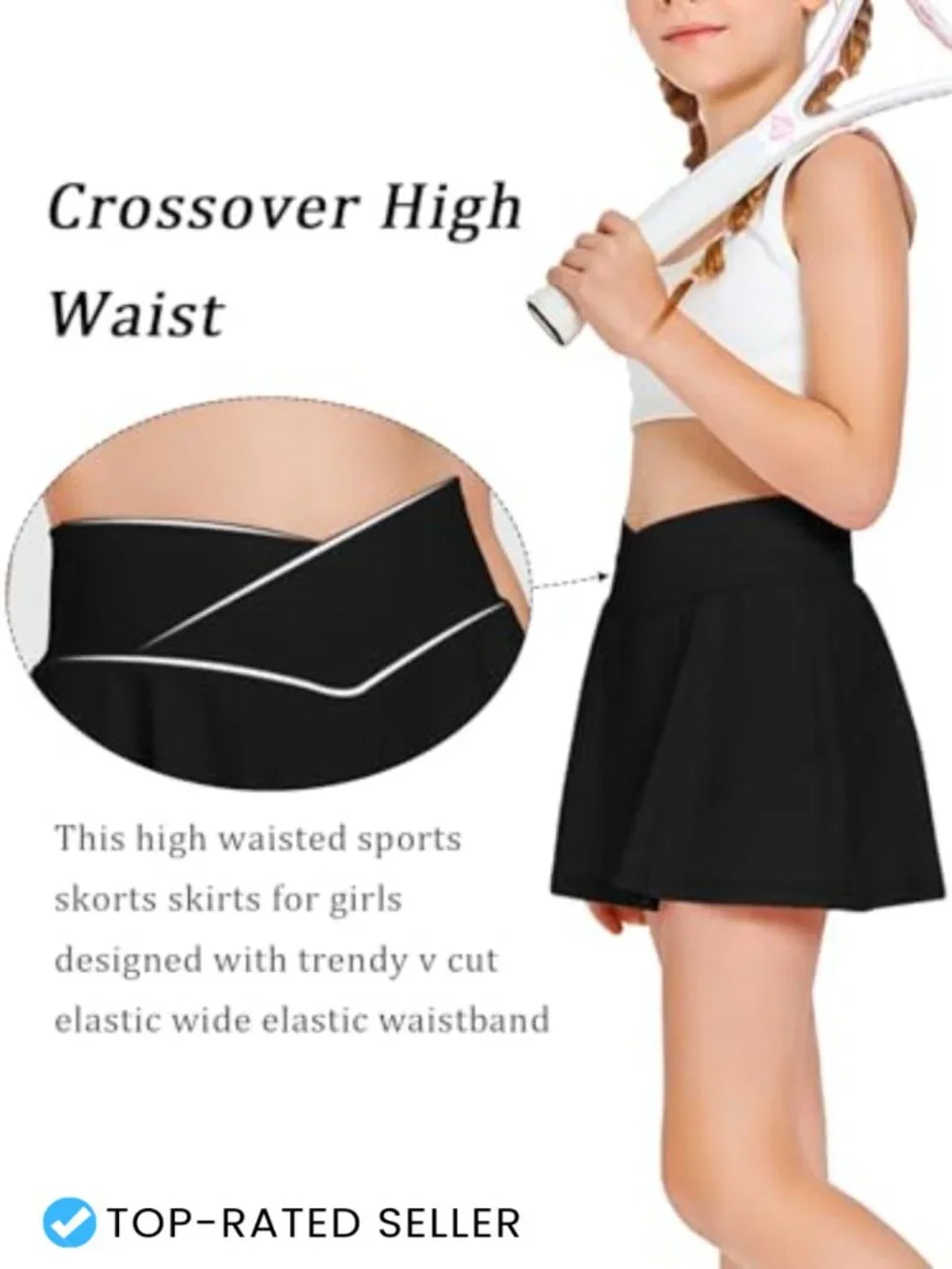 Girls Tennis Skort with Pockets High Waisted Athletic Golf Skirt Pleated Mini